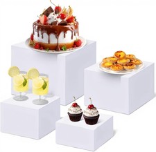 4Pcs Acrylic Buffet Risers, 7+8+9+10 inch White Buffet Riser Food Display Stand