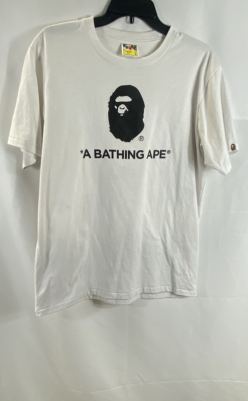 A Bathing Ape Bape Men's White Ape Head Logo Graphic T-Shirt Sz L