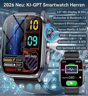 Bluetooth Smartwatch Fitness Tracker Herzfrequenz Pulsuhr Blutdruck Herren Damen