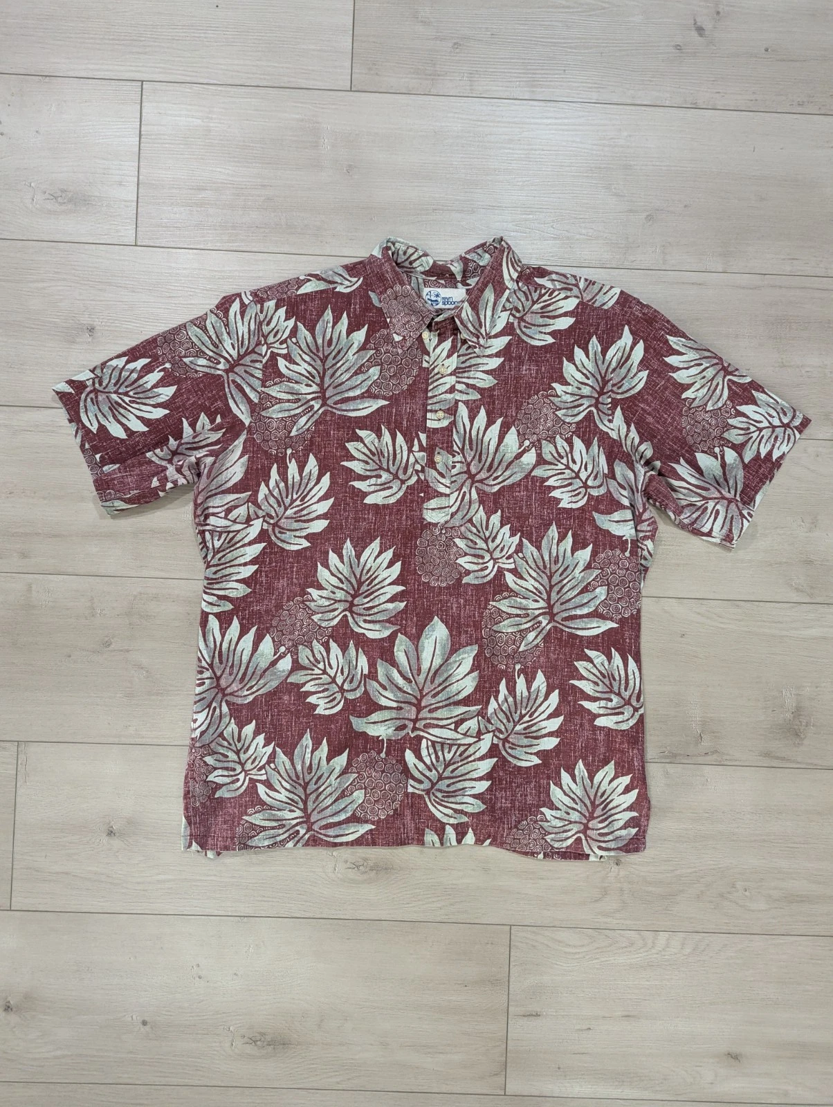 Reyn Spooner Hawaiian Shirt Mens 2XL XXL Pullover Red Aloha Floral 1/4 Button