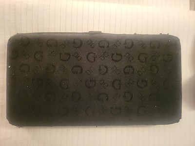 GUESS Clutch Wallet Black/Silver Studded Card Slots, Bifold Zipper Pocket