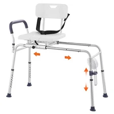 VEVOR 400lbs Sliding Tub Transfer Bench Shower Chair  Seat Reversible Backrest