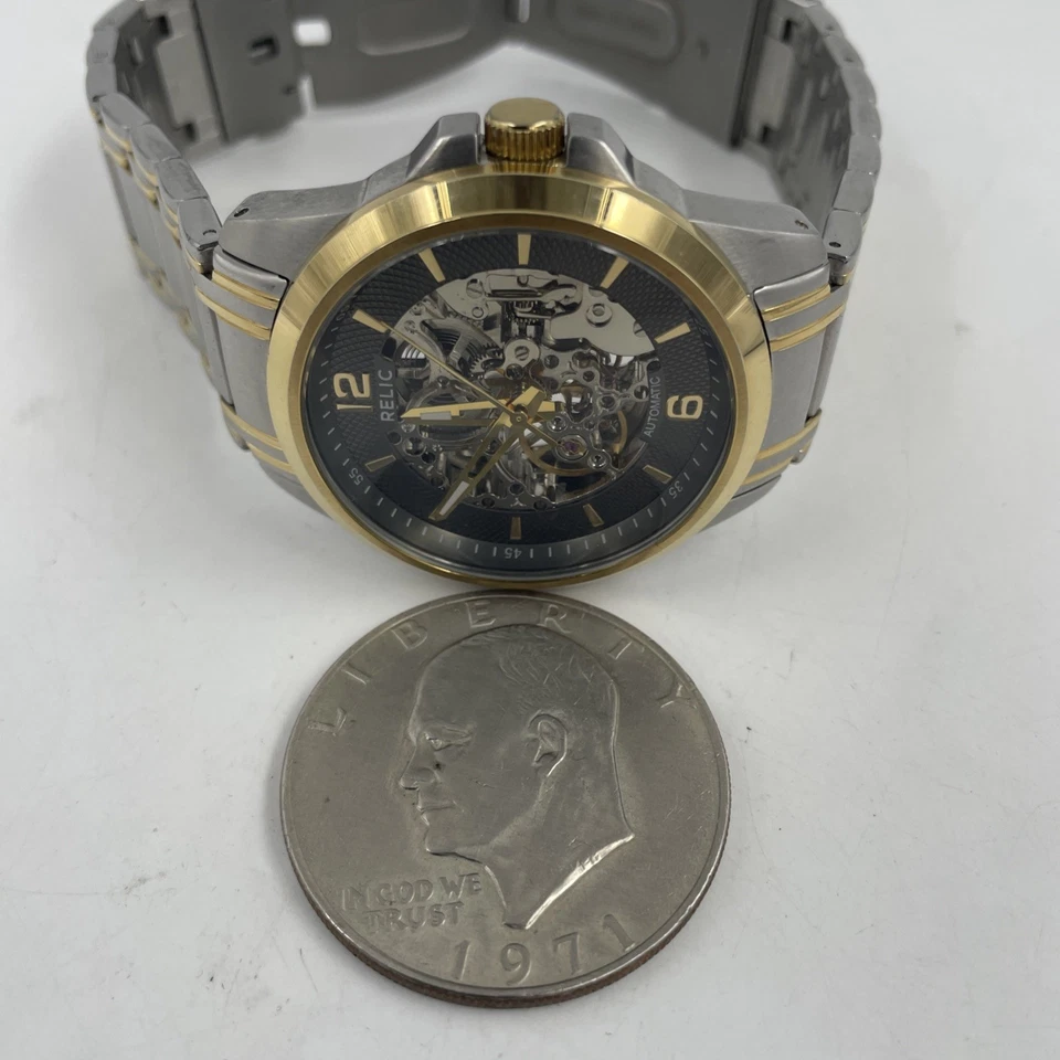 RELOJ RELIQUIA HOMBRE “ESQUELETO” AUTOMÁTICO (ZR12109) 7-7.5”Muñeca-Caja 42mm-EXCELENTE Foto 3 de 4