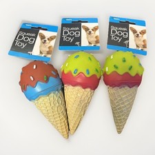 5" Ice Cream Cone Squeak Dog Toy, Assorted Colors 3 Of Them