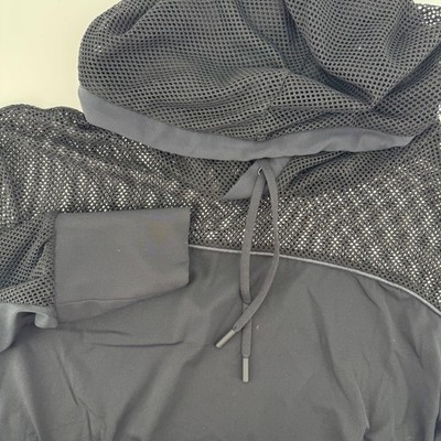 ZYIA ACTIVE Black Mesh Hoodie Athleisure Workout Top Women's Medium