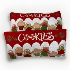 Gingerbread Boy  Girl Christmas Throw Pillows Set of 2 Muffins 21  X11  Applique