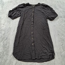 H&M Shirt Dress Womens Size Small Black Casual Short Sleeve Button Front
