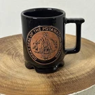 Vintage Frankoma Pottery Potawatomi Indians Great Seal Mug Dark Brown Coffee