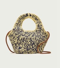 NWT Small handwoven tote in marled straw