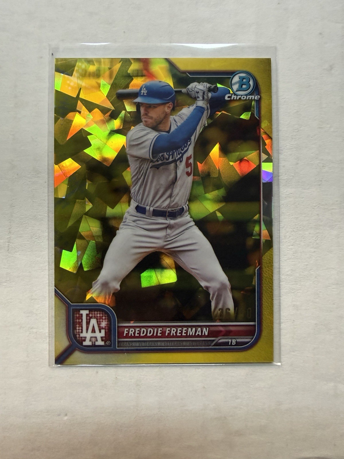 2022 Bowman Chrome Freddie Freeman #100 Yellow Sapphire /50