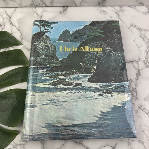 Vintage 80s Photo Album New Blue Monterey Beach Cliff Picture Print Spiral Bound - Image 1