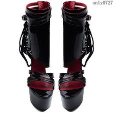 Womens High Stiletto Heel Lace Up Platform Roma Party Ankle Boots Shoes Oversize