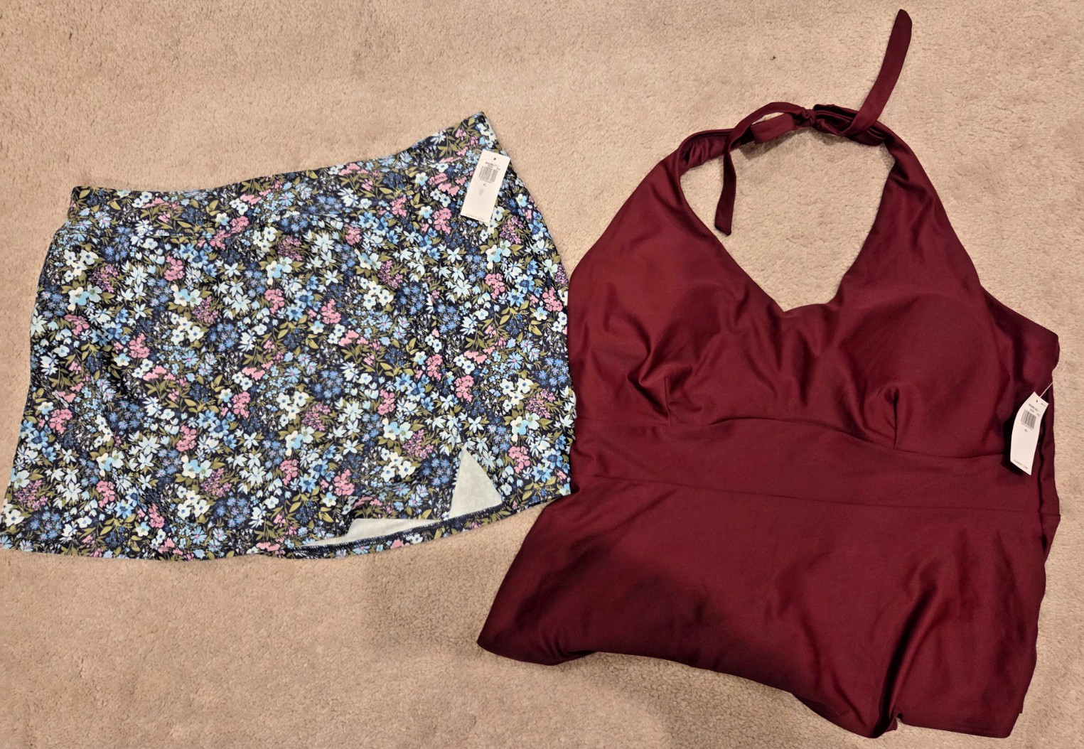 Women’s Old Navy XL Halter Tankini Swim Set with Floral Skirt NWT