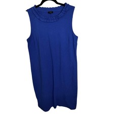 Talbots Pleat-Neck Shift Dress Blue Size Petite Large Sleeveless Knee Length PL