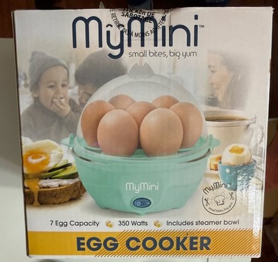 MyMini Premium 7-Egg Cooker Nostalgia Clear & Teal-Open Box