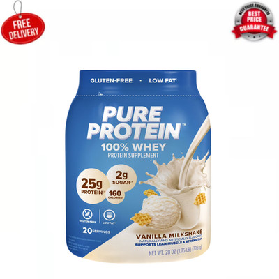 Pure Protein 100% Whey Protein Powder, Vanilla Cream, 25g Protein, 1.75 lbs