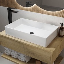 White Rectangular Countertop Basin 605mm - Corey CORGW605X370