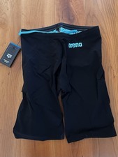 NWT Arena Men s Powerskin Veloce Jammer Tech Suit, Black/Teal, Size 30
