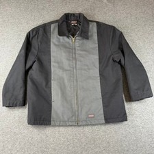 Vintage 90s Dickies Two Tone Quilted Lined Work Jacket Mens XL Black Grey