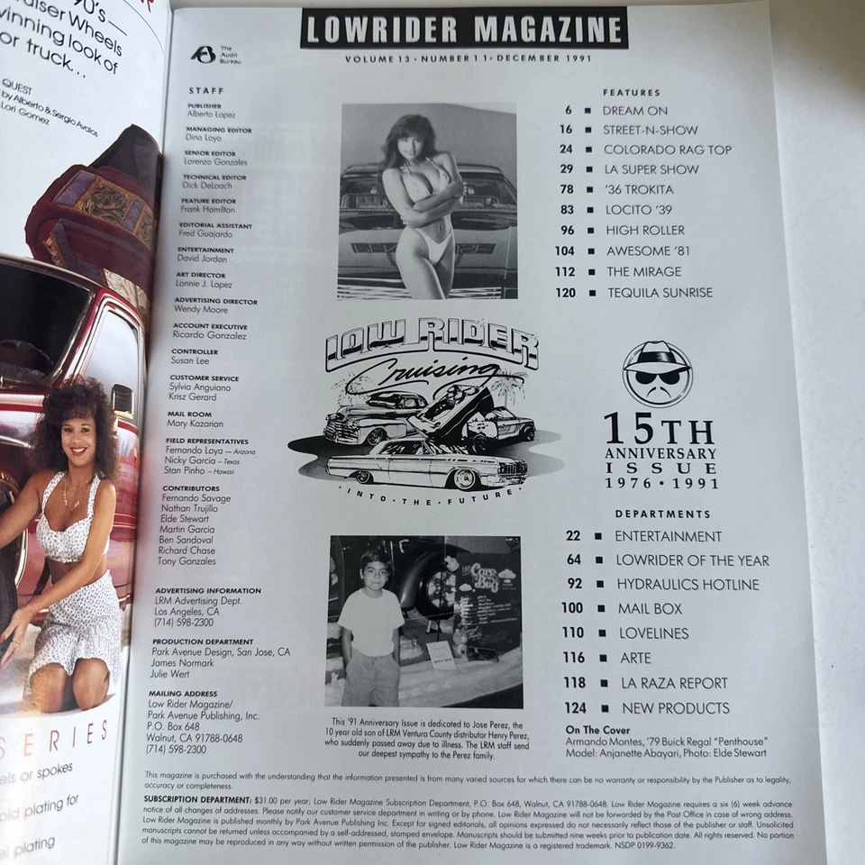 LOWRIDER MAGAZINE*DECEMBER 1991*VINTAGE*BRAND NEW*VERY RARE*COLLECTIBLE* Foto 2 de 4