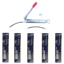 1x FETTPRESSE + ZUBEHÖR + 5x FETTKARTUSCHE 400g KARTUSCHE EP2 -MoS2