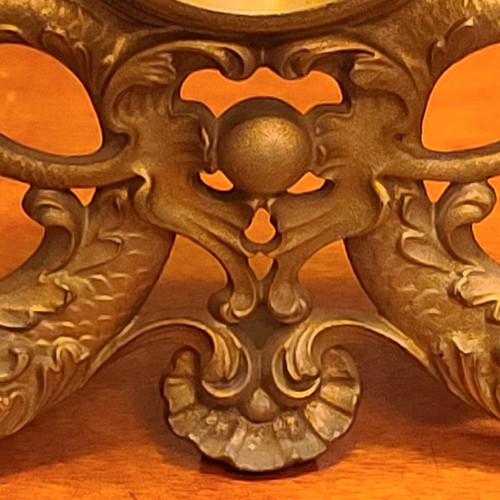 Antique Dauphin Koi Devil Fish Clamshell Decorative Arts Clock USA Works Read F3 - Bild 6 von 24