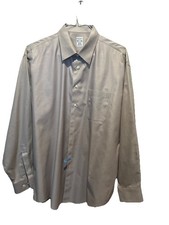 Pronto Uomo Men s Shirt Taupe Non Iron 17 1/2 34/35 Cotton