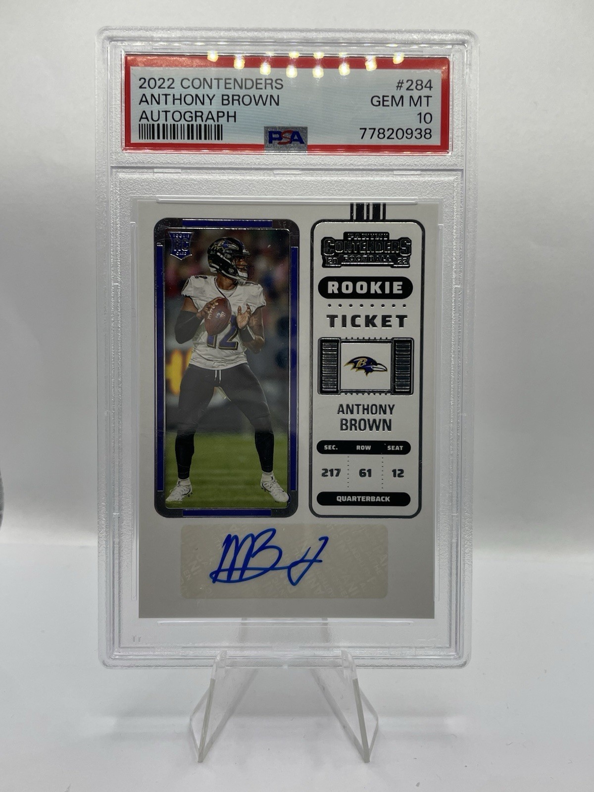 Panini 2022 Contenders Rookie Ticket Anthony Brown Jr. Auto RC #284 PSA 10