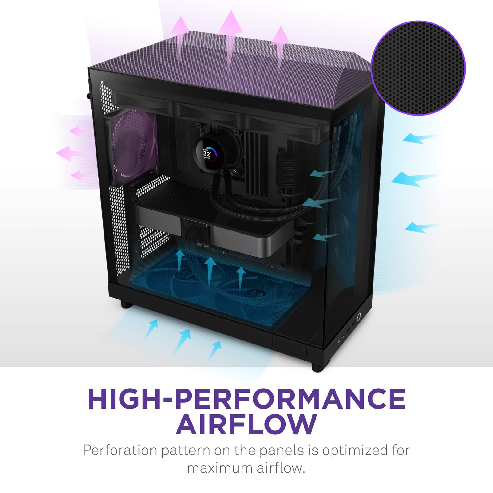 Корпус для ПК NZXT - H6 Flow ATX Mid-Tower с двойной камерой - черный