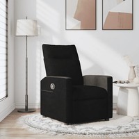 Relaxsessel Stoff Schwarz Mit Verstellbarer RüCkenlehne Und FußStüTze