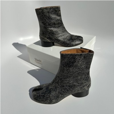 Maison Martin Margiela Tabi Ankle Boots Black Crinkle Leather 3cm 1.1'' Heel S 37