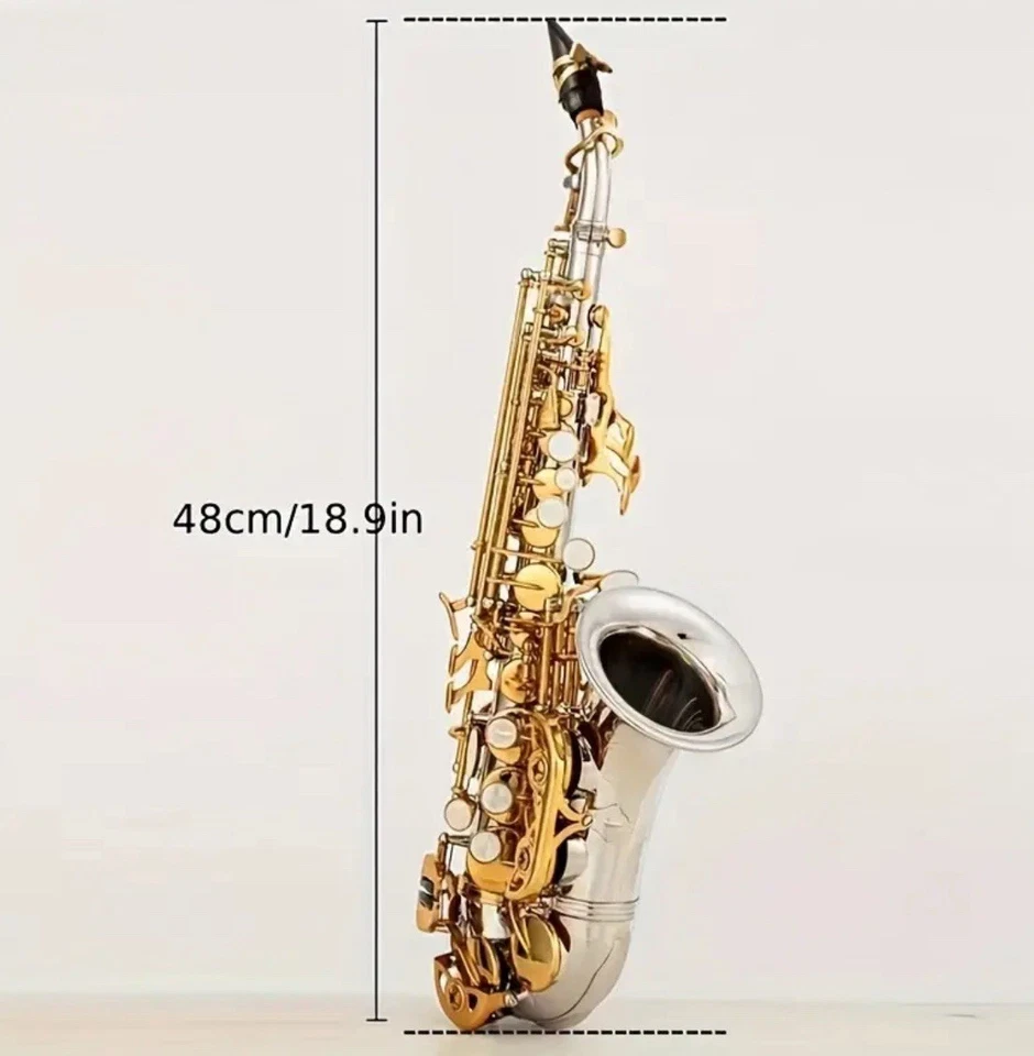 Professionelles Saxophon Gebogen Messing, Nickel-Silber, Goldene Tasten, Mit Box - Bild 3 von 4