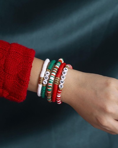 Weihnachtsarmbänder für Damen stapelbar Stretch Weihnachten Perlen Armbänder Chris - Bild 5 von 7