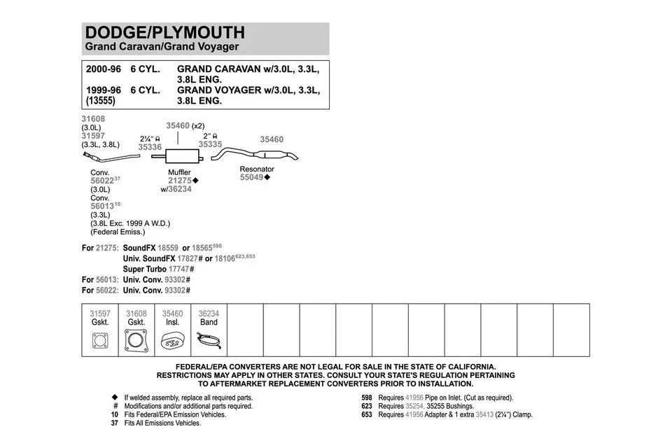 For Dodge Grand Caravan 96-00 Exhaust Muffler Quiet-Flow Stainless Steel Oval Foto 3 de 4