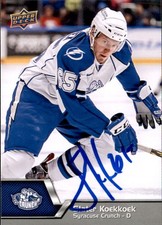 Slater Koekkoek Signed Autographed 2014-15 Upper Deck AHL card Syracuse Crunch