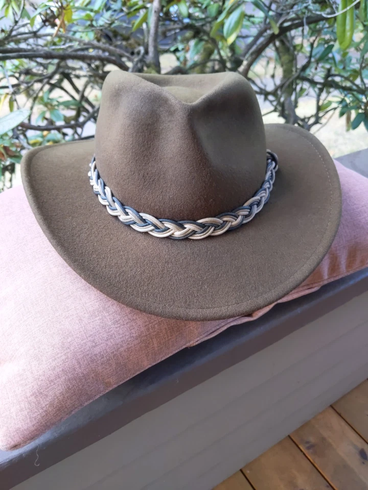 Sombrero de lana Scala Outback Dorfman Pacific para hombre talla mediana marrón banda trenzada Foto 3 de 4