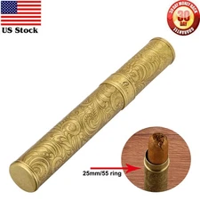 Galiner Brass Metal Carved Arabesques Cigar Tube Case Holder 1 Cigar Portable