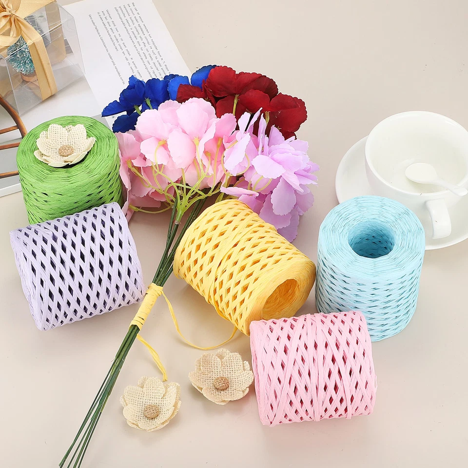 Cinta de rafia, cinta de papel de 200 m/656 pies (púrpura claro) Foto 4 de 4