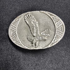 Vtg Colorado Silver Star Pewter Eagle Belt Buckle USA Made #9020 Diamond Cut