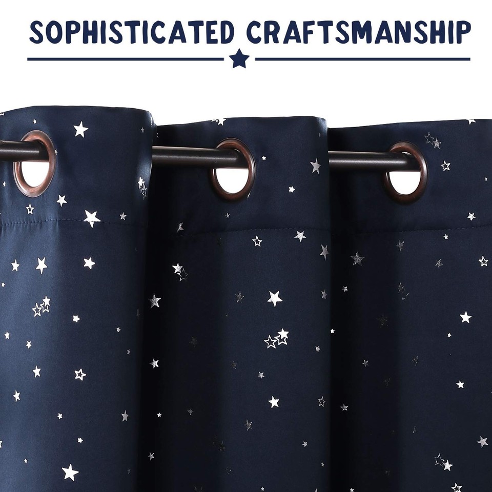 Blackout Curtains for Bedroom Thermal Insulated Silver Twinkle Star ...