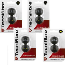Tecnifibre Double Yellow Dot Squash Balls - 8 Pack