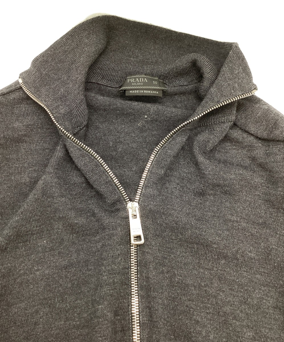 PRADA Virgin wool zip-up knit Size: 50 Gray Men UMC998 R181 PRADA Virgin wool zip-up knit Size: 50 Gray Men UMC998 R181