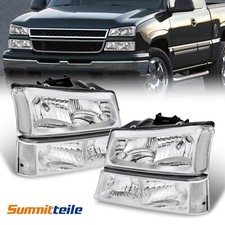 Pair Chrome Headlights Bumper Lamps For 2003-2006 Chevy Silverado Avalanche Pair Chrome Headlights Bumper Lamps For 2003-2006 Chevy Silverado Avalanche