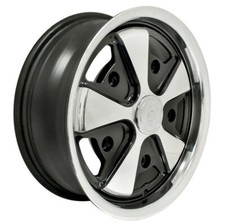 15 X 5-12 Vw Bug 5 Lug Blackpolished Empi 911 Alloy Wheel W Cap-valve Stem 15 X 5-12 Vw Bug 5 Lug Blackpolished Empi 911 Alloy Wheel W Cap-valve Stem