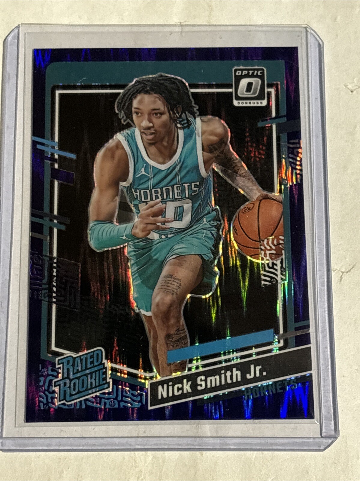2023–24 Optic NICK SMITH JR Purple Shock Rated Rookie #224 HORNETS