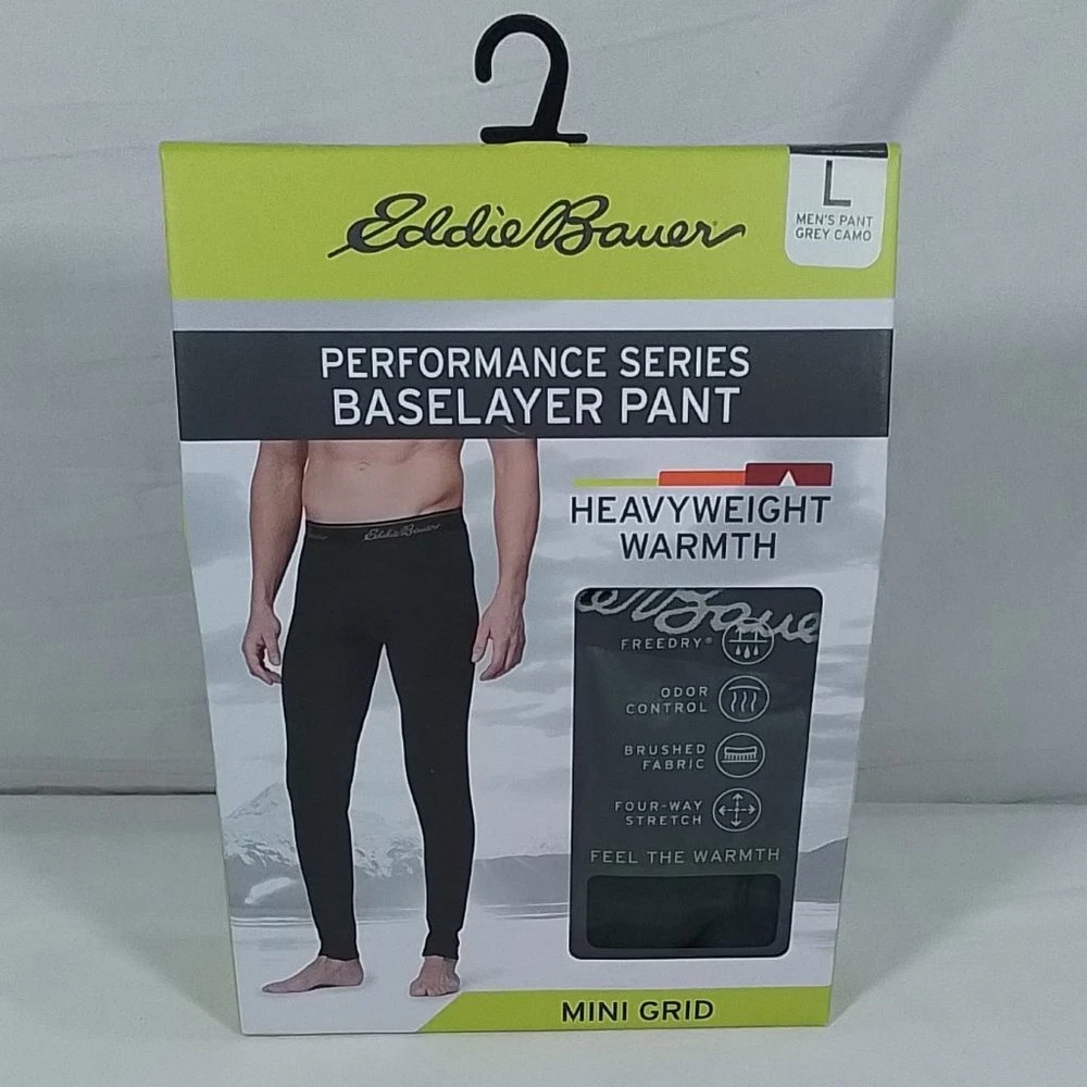 Men's Eddie Bauer Performance Series Baselayer Pant Grey Camo -Small - NIB