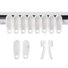 White Traverse Rod Slides Curtain Track Glider Hooks for Curtains(50 PCS)