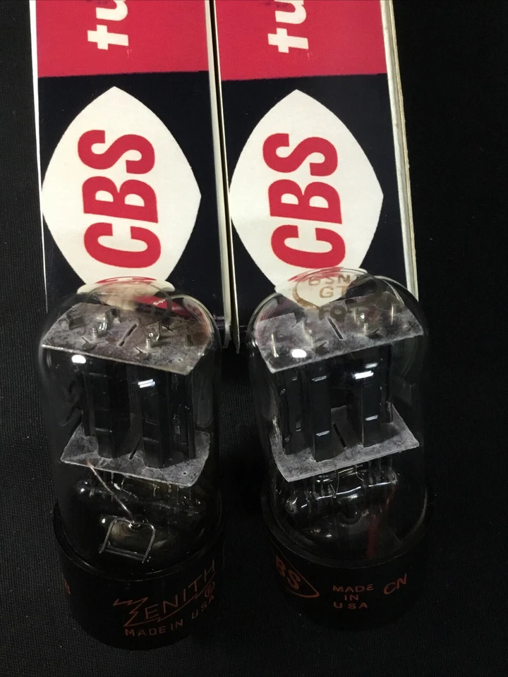 PAR DE TUBOS DE VACÍO DE AUDIO VINTAGE CBS 6SN7GTB Bad Boy Style F.8104 A JUEGO Foto 3 de 3
