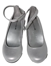 American Eagle by Payless Girls' Silver Round Toe Block Heel Dress Shoes 13.5