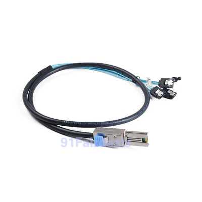 2(Pack) NEW External SFF-8088 Male TO 4x SATA 7-Pin Mini-SAS 26-Pin cable 1M